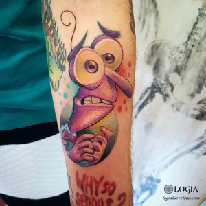 tatuaje-color-brazo-cartoon-logia-barcelona-gianluca-modesti 